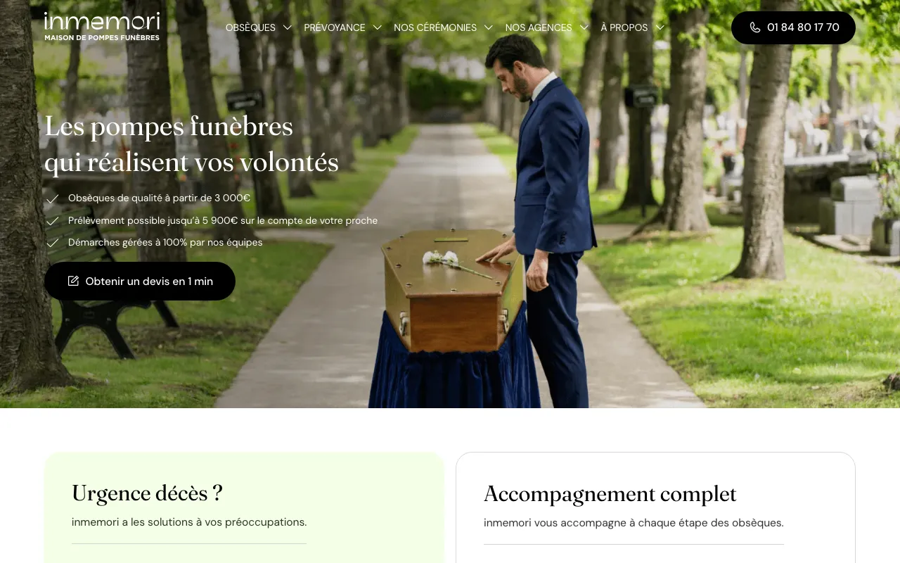 Inmemori homepage hero