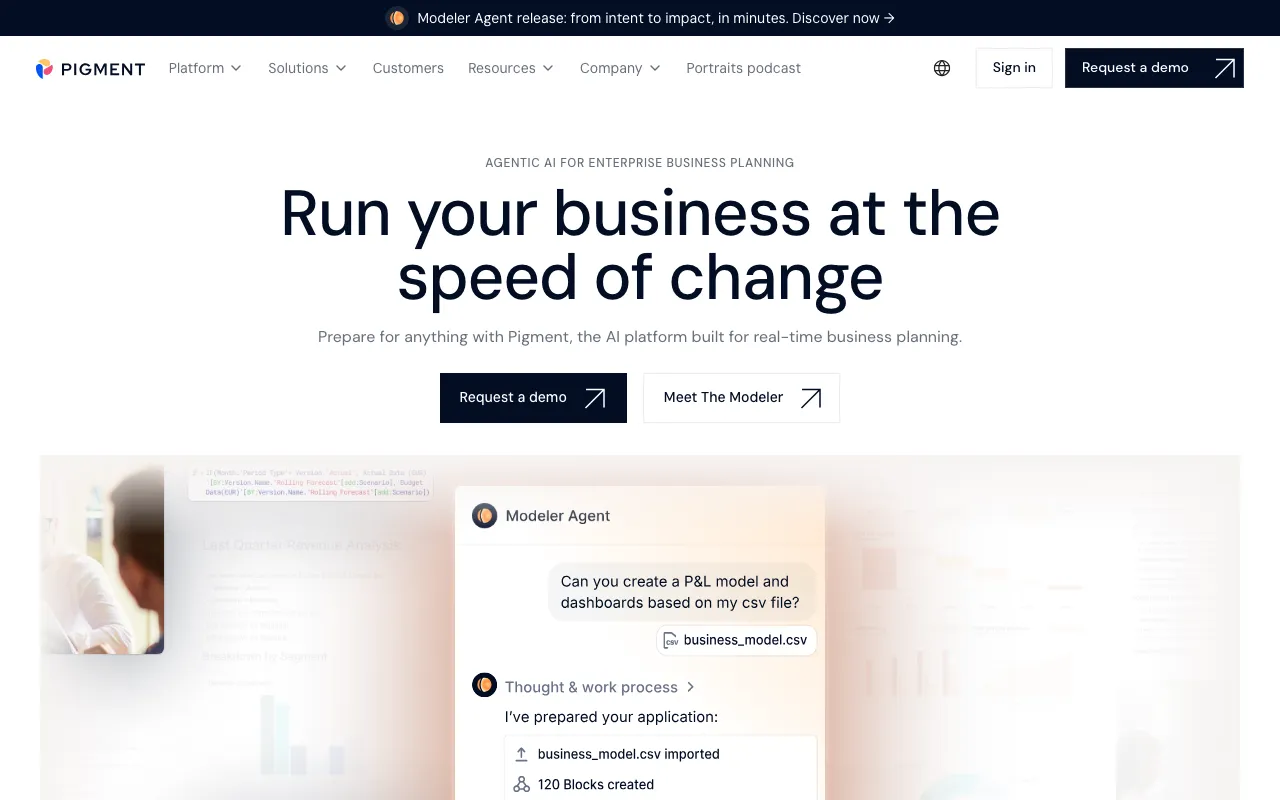 Pigment homepage hero